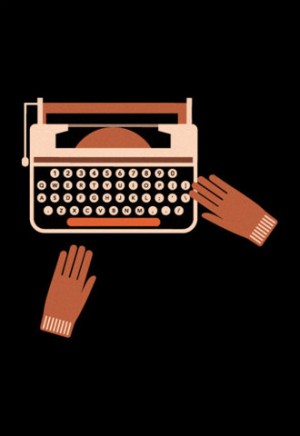 Typewriter w hands graphic