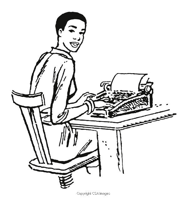 Woman Typing on a Typewriter